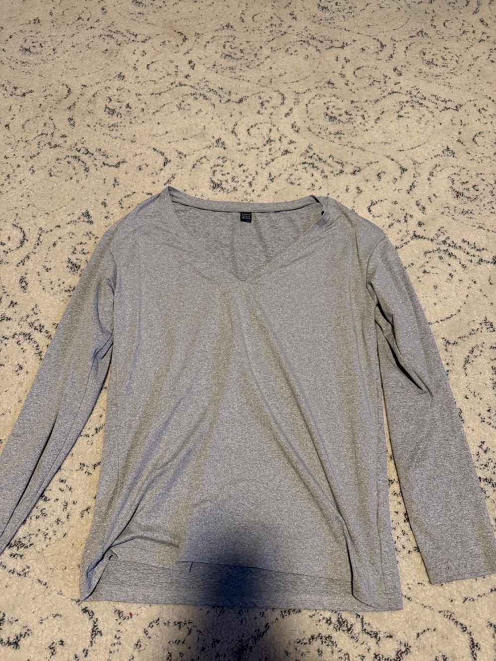 SHEIN Light Grey Long Sleeve V-Neck Top
